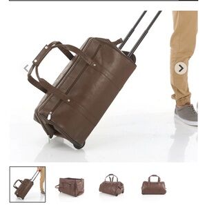 Kluge Genuine Cowhide Leather Rolling duffel Carry-On Bag New $199